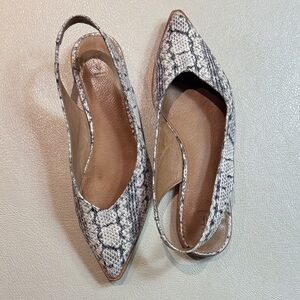Frye Black and White Snakeskin Flats